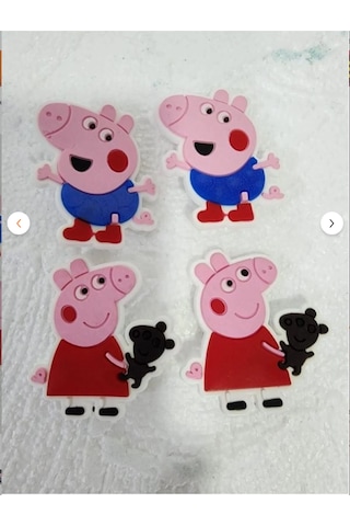 Pepikon Peppa Pig 4 Adet Büyük Boy Terlik Süsü 5x4.5 Cm Peppa Mor - Pembe - Bebe Mavi