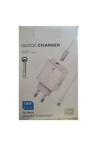 M-09 Smart Charger 18w 5v 3.1a Qualcomm Quick Charge 3.0 Şarj Aleti Usb Girişli Adaptör Mikro Usb Şarj Kablosu