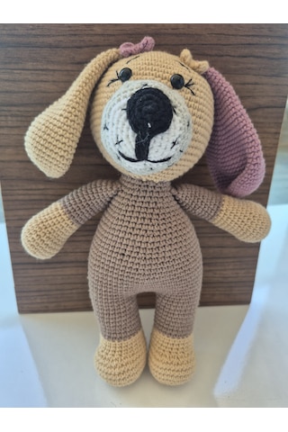 Sevimli Köpek Amigurumi Doğal Bej-Kahverengi