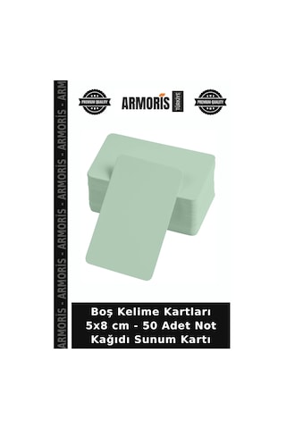 Boş Kelime Kartları 5x8 Cm - 50 Adet Not Kağıdı Sunum Kartı