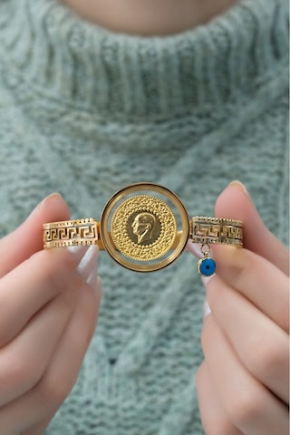 Yarım Altınlı Cam Çerçeveli Grek Kelepçe Çok Renkli