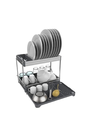 Primanova Candia Katlanabilir İki Katlı Alüminyum Bulaşıklık D146 Gri