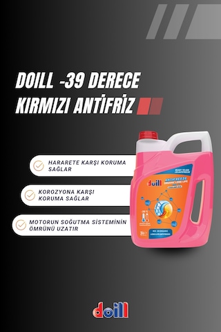 Doill -39 / -40 Derece Hazır Karışım 3 Litre Organik Kırmızı Antifriz - G12
