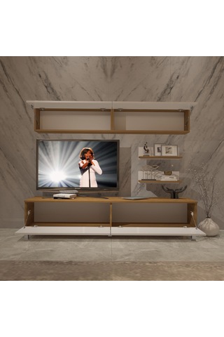 Decoraktiv Eko 5 Mdf Std Krom Ayaklı Tv Ünitesi Tv Sehpası Pera - Beyaz