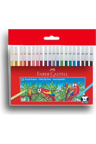 Faber-Castell Keçeli Kalem 20 Renk, Dayanıklı ve Parlak Renkler, Çocuklar İçin Güvenli, Su Bazlı Mürekkep