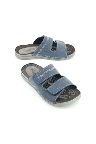 Gezer Naturela Comfort Erkek Yazlık İç Taban Hakiki Deri Çift Cırtlı Ayarlanabilir Rahat Taban Günlü Lacivert