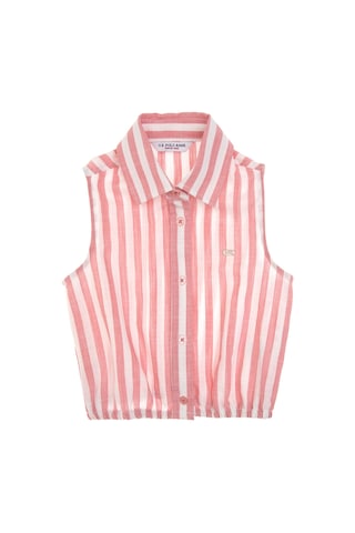 U.S. Polo Assn. Kız Çocuk Pembe Çizgili Kolsuz Gömlek 50306618-VR041