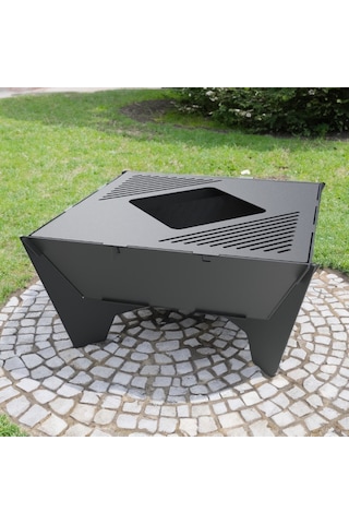 Portatif Ateş Çukuru Izgaralı Bahçeniz İçin Dekoratif Siyah