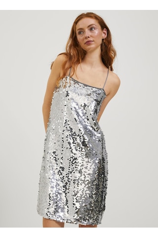 Jjxx Klasik Yaka Payetli Gümüş Kadın Elbise Jxava Sequın Strap Short Dress Wvn