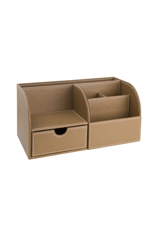 Masaüstü Düzenleyici,kalemlik,kumandalık,küpbloknotluk,tabletlik,kitaplık,6 Gözlü,çekmeceli,desktop Organizer,vegan,24,5 13 12 Vizon