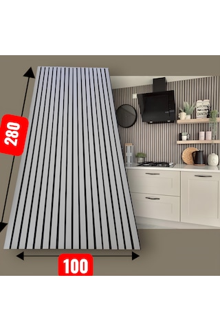 Yeni Gri Akustik Duvar Paneli 100x280 Ahşap Duvar Paneli 100 x 280 CM