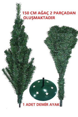 150cm Yılbaşı Ağacı Yeşil Çam Ağacı Demir Ayak