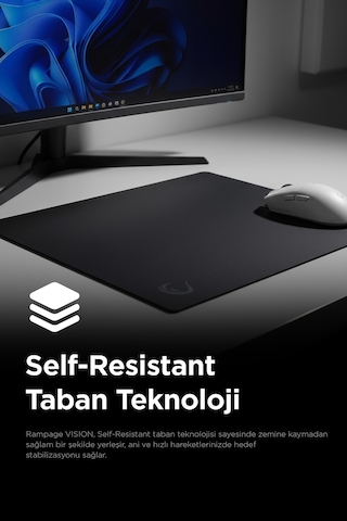 Vision Cam Mouse Pad Kauçuk Taban 450x400x3mm Micro-etched Cam Slip Resistant Gaming Siyah