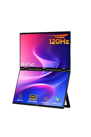Z18W 2x18.5" Çift Ekran 1920*1080 120Hz Full HD IPS Panel 100% sRGB 300Cd/m² Taşınabilir Monitör