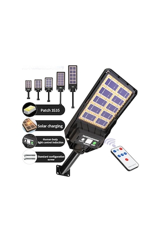 300w Çift Yüzey Şarjlı Güneş Enerjili Ultra İnce Led Sokak Lambası Su Geçirmez, Sensörlü, Kumandalı Çok Renkli