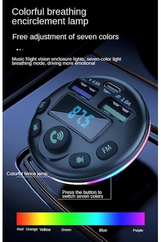 Torima G14 Bluetoot Fm Transmitter Fm Verici 36w Pd Giriş Type C- Microusb -lightning Şarj Girişi