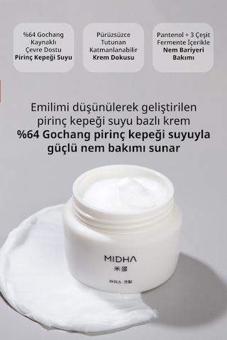 Pirinç Özü İçeren Cilt Bariyerini Destekleyen Yoğun Nemlendirici & Aydınlatıcı Krem Mıdha Rice Cream