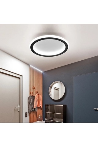 Siyah Ø30 cm Yuvarlak 3000K Sarı Işık Led Tavan Lambası