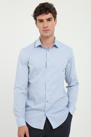 Dufy Erkek Slim Fit Uzun Kol Mavi Gömlek-25812 MAVİ