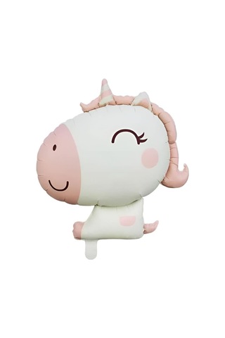 51x54 Cm Retro Unicorn Karamel Pembe Folyo Balon - Doğum Günü Parti Dekorasyon Balonu Çok Renkli