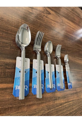 30 Parça 6 Kişilik Paslanmaz Çelik Çatal Kaşık Takımı 1. Kalite Cemre Metalik