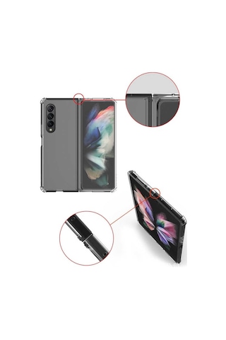 Kilifone - Galaxy Z Fold 3 Uyumlu Kılıf Şeffaf Koruyucu Nitro Anti Shock Silikon - Renksiz - T25228