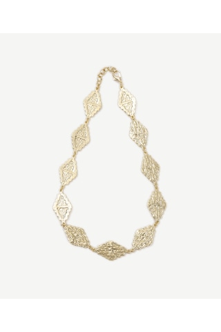 Yargıcı Dokulu Gold Kolye Çok Renkli