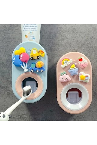 Elmpaly Kolay Kurulumlu 3d Araba Tasarımı Duvar Tipi Diş Macunu Sıkacağı - Delme Yok, Çıkarılabilir Ve Yıkanabilir, Yapışkanlı - Mavi Ve Pembe Seçenekleri 1