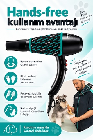 Artero Snake Boyun Koruyucu Kılıflı Pet Kuaför Kurutma Ve Fön Makinesi