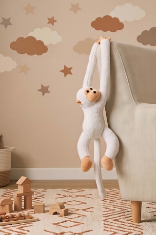 Beyaz Elleri Yapışabilen Maymun Peluş Oyuncak