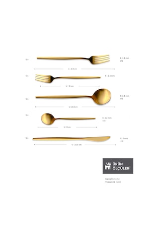 Karaca  Orion Mat Gold 12 Kişilik 60 Parça Çatal Kaşık Bıçak Takımı