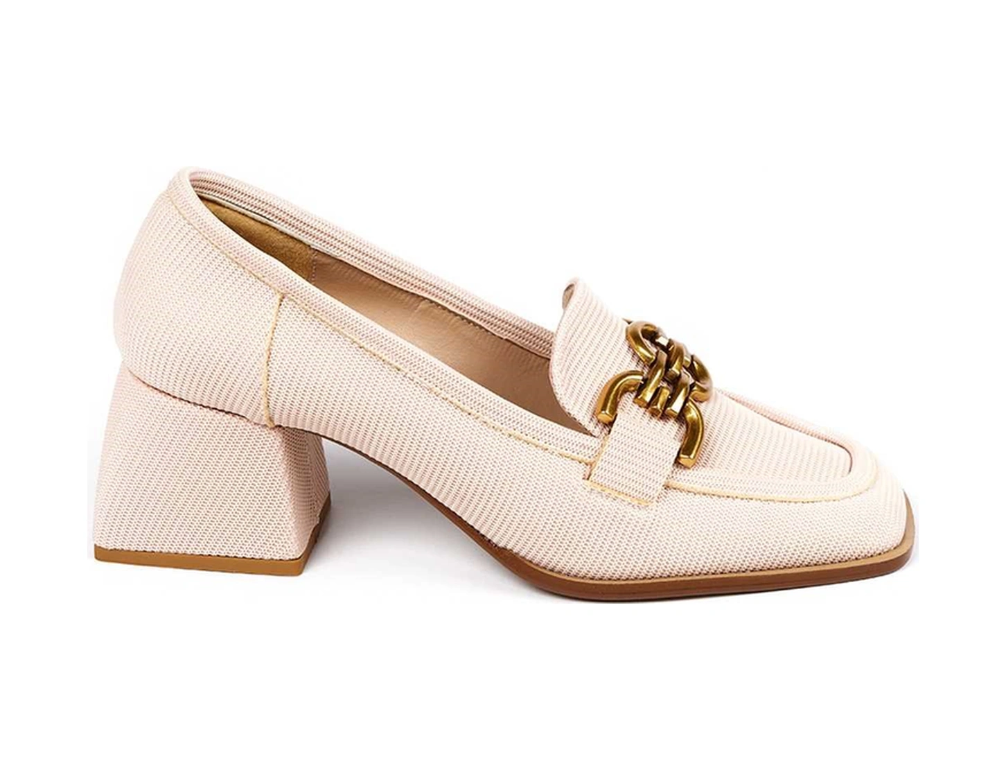 Bestello Tokalı Neolit Taban Kalın Topuklu 281-351 Kadın Ayakkabı Bej