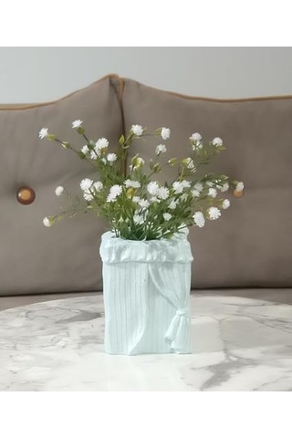 Adet Dahil Vazoda Çiçek Beyaz Yapay Çiçek Dekoratif Poliresin 7x7x17cm Genel