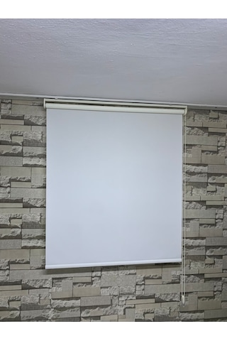 Stor Perde Ekru Renk - Güneşlik Perde - Ev, Ofis - (Etek Düz)