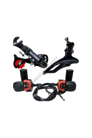 Hsgl Bisiklet Vites Kolu Siyah Ön Attırıcı Arka Attırıcı Set Bisi Kırmızı - Siyah