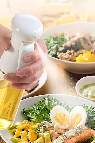 Sprey Cam Şişe Zeytinyağı Sirke Yağ Püskürtücü Yağdanlık Airfryer 200 Ml Beyaz