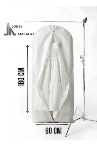 Jokey Ambalaj Fermuarlı Dolapiçi Gamboç Kıyafet,takım Elbise,abiye Ve Gelinlik Kılıfı 60x160cm Renk Seçenekli Beyaz