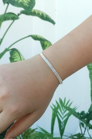 Gold Zirkon Taşlı Baget Model 4mm Su Yolu Bileklik - Gold