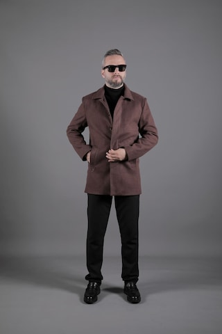 Ohepmoda Gizli Düğmeli Erkek Kaşe Kaban Mont Kahverengi