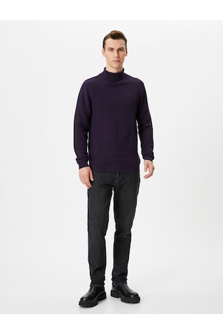 Koton Balıkçı Yaka Kazak Triko Slim Fit Dokulu Uzun Kollu Mor 4wam70032ht 4WAM70032HT348 Mor