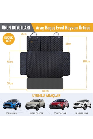 Haegs Araç Bagaj Örtüsü, Evcil Hayvan Köpek Bagaj Koruma Kılıfı - Suv, Sedan, Pickup Panelvan Bagaj Havuzu, Araba İçin Su Geçirmez Bagaj Koruyucu Kılıf Örtü Mat- Small - Siyah Siyah