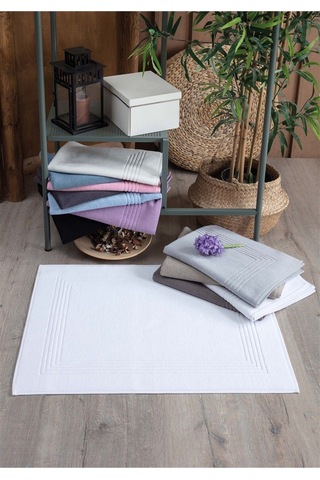 2'li Ayak Havlusu & Çerçeveli & %100 Pamuk- 60x80 Cm Açık Mavi