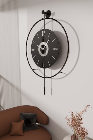 Timelles Blackberry Kadran Seri - Kırılmaz Göbek -Büyük Boy(50X75CM) - Metal (MOBİLYA) Duvar Saati