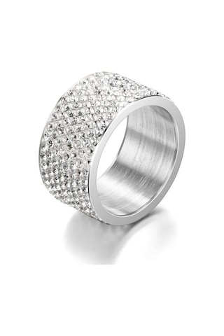 Yüzük Moda Paslanmaz Çelik Yüzük Elmaslı Kadın Eklemli Yüzük Tam Elmaslı Yüzük Takı Adm Beyaz