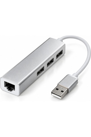 Luve Store Usb Rj45 Ethernet Adaptörü 3 Port Usb Hub Çoklayıcı Alüminyum Gövde