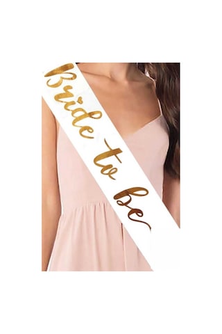 Bride To Be Yazılı Beyaz Üstüne Gold Yaldızlı Kuşak Bekarlığa Ved Beyaz