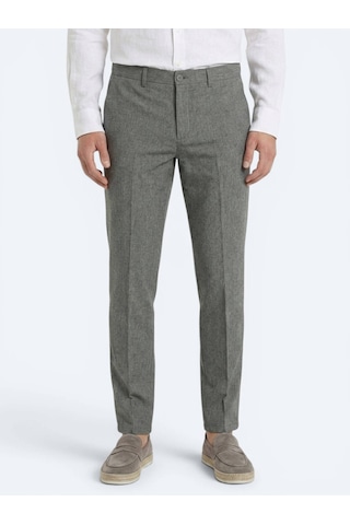 Kip Haki Kumaş Relaxed Fit Casual Keten Karışımlı Pantolon