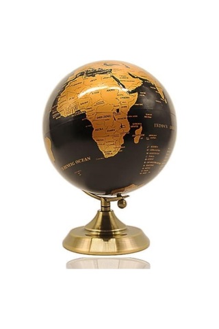 Gold Metal Kaideli Siyah Dünya Küresi 20 X 30 Cm