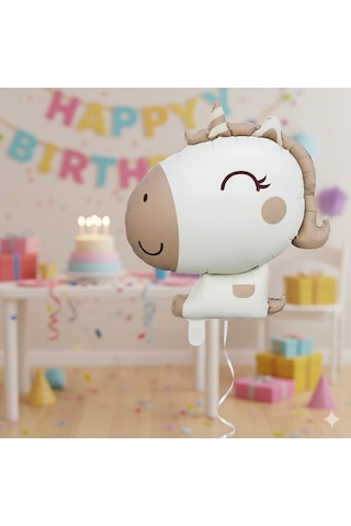 51x54 Cm Retro Unicorn Karamel Folyo Balon - Doğum Günü Parti Dekorasyon Balonu Çok Renkli
