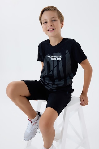 U.s. Polo Assn. 2429 %100 Pamuk Cepli Erkek Çocuk Şort Pijama Takım Siyah